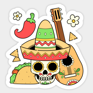 Cinco De Mayo Skull Sticker